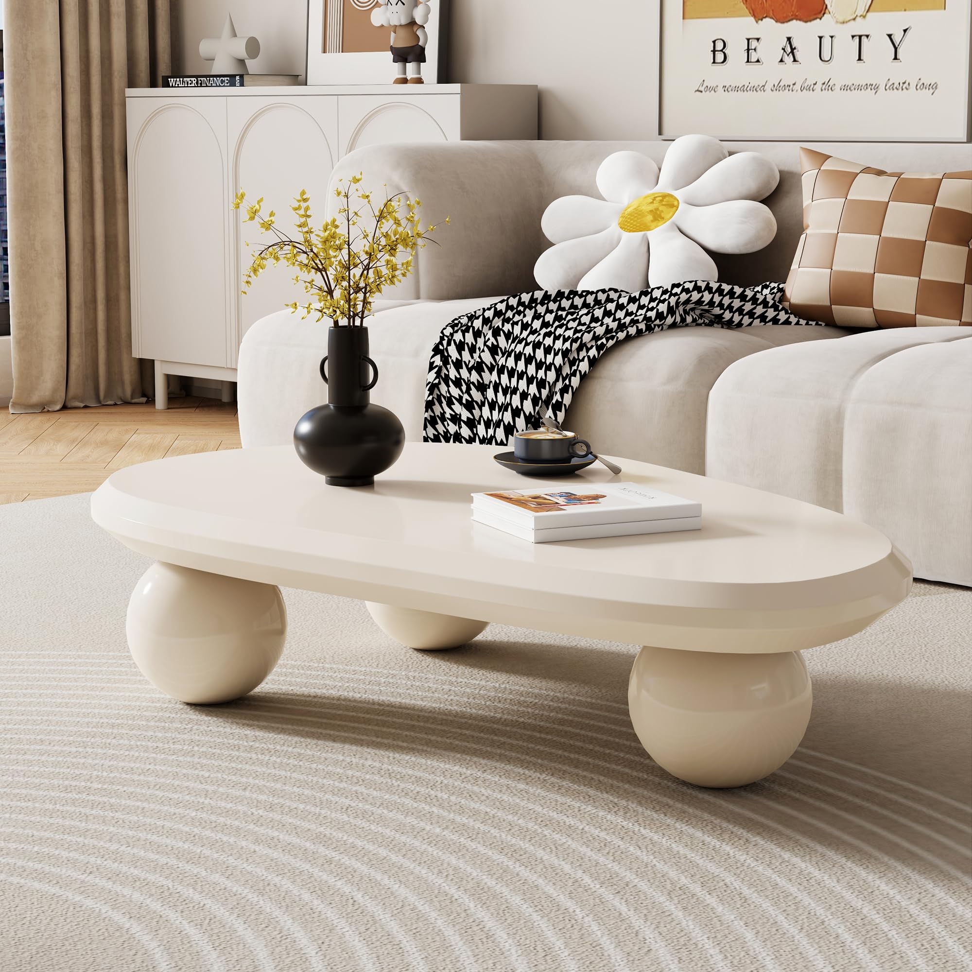 Amazon.com: White Cloud Coffee Table for Living Room, Large Oval